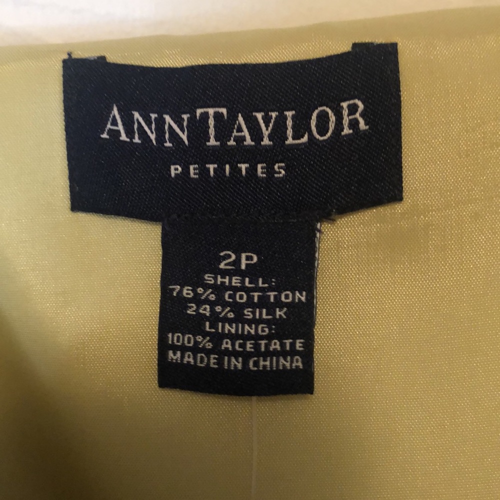 NWT ANN TAYLOR Petites yellow/green Strapless Dress 2P Formal - Picture 5 of 6